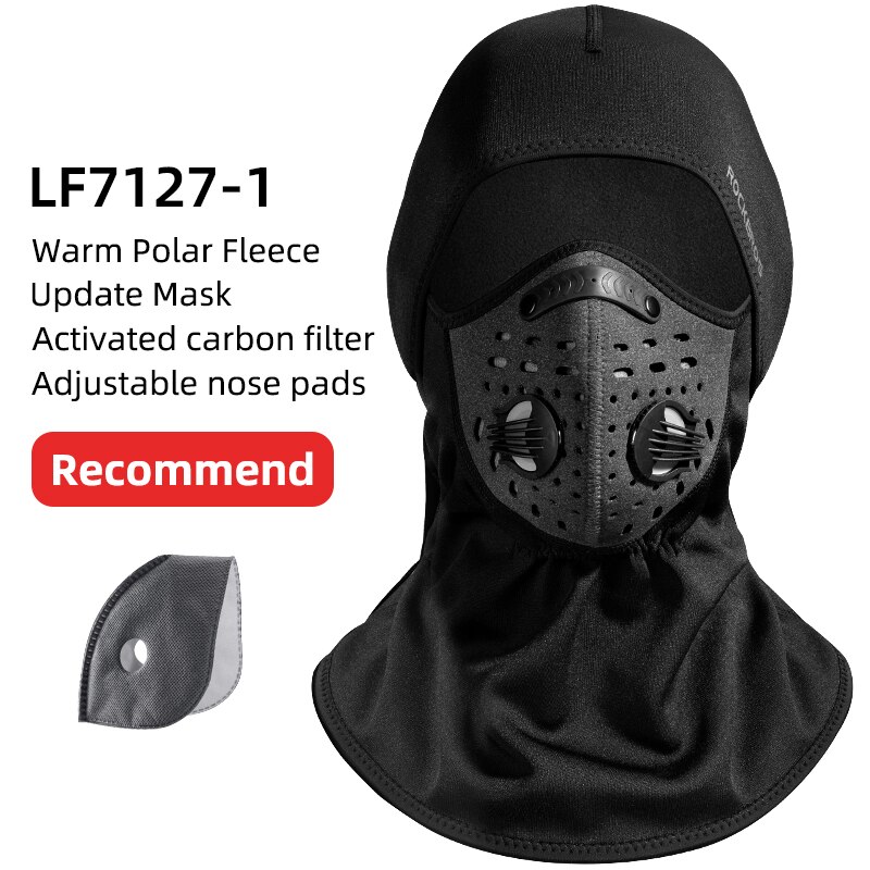 ROCKBROS-Mascarilla de esquí térmica, forro polar con protector para la cara, capucha de snowboard, bufandas de deporte al aire libre, a prueba de viento, casco para bici, pasamontañas: LF7127-1