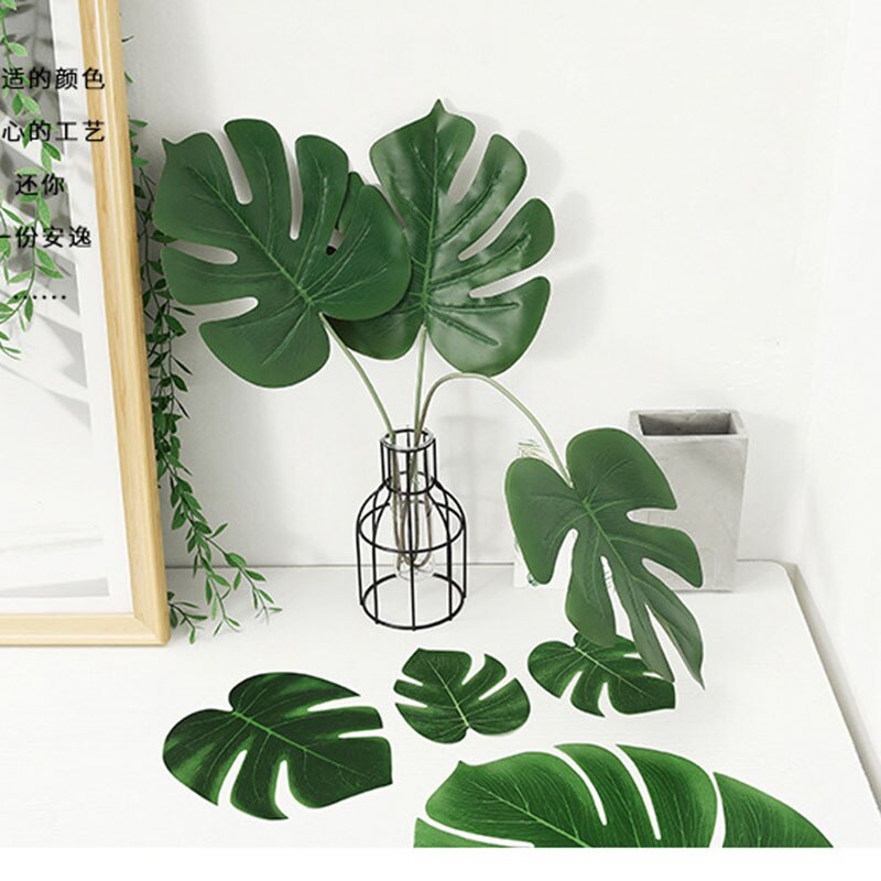 10pcs Small Medium Large Green Monstera Leaves Artificial Plants for Home Garden Decoration DIY Plants Wall plantas artificiais