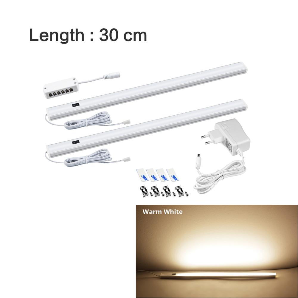 2 st led-lampa för kök handscanningslampa med eu-kontakt 12v- handssensoromkopplare led-lampa styv barlampa för sovrumsgarderobslampa: Varm 30cm x 2 st
