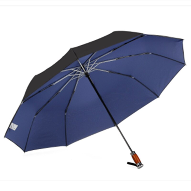 Leodauknow tre foldbare fuldautomatiske dobbeltlag paraply forretning vindtæt og uv-bevis 10k mænd solrig og regnfuld paraply