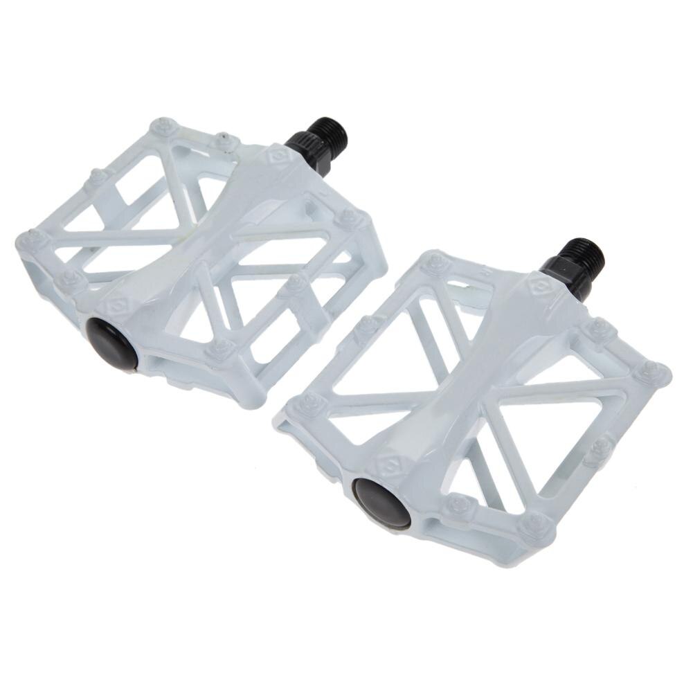 Mountainbike pedal mtb pedaler bmx cykel platt aluminiumlegering pedal nylon flerfärgad mtb cykling sport ultralätta tillbehör: Vit