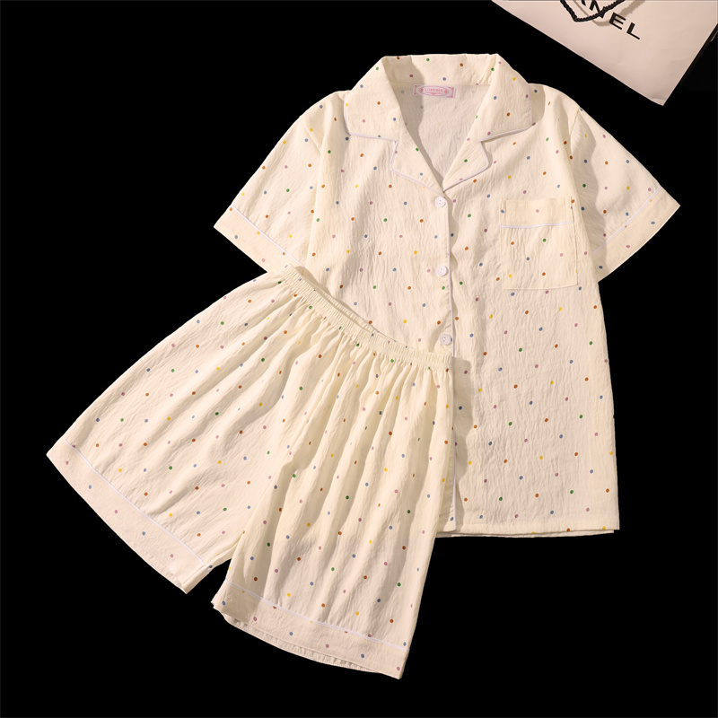 Print kanin sød kawaii dame pyjamassæt 2 dele nattøj afslappet nattøj loungewear outfits damer sommer damejakkesæt: Xxl / Beige