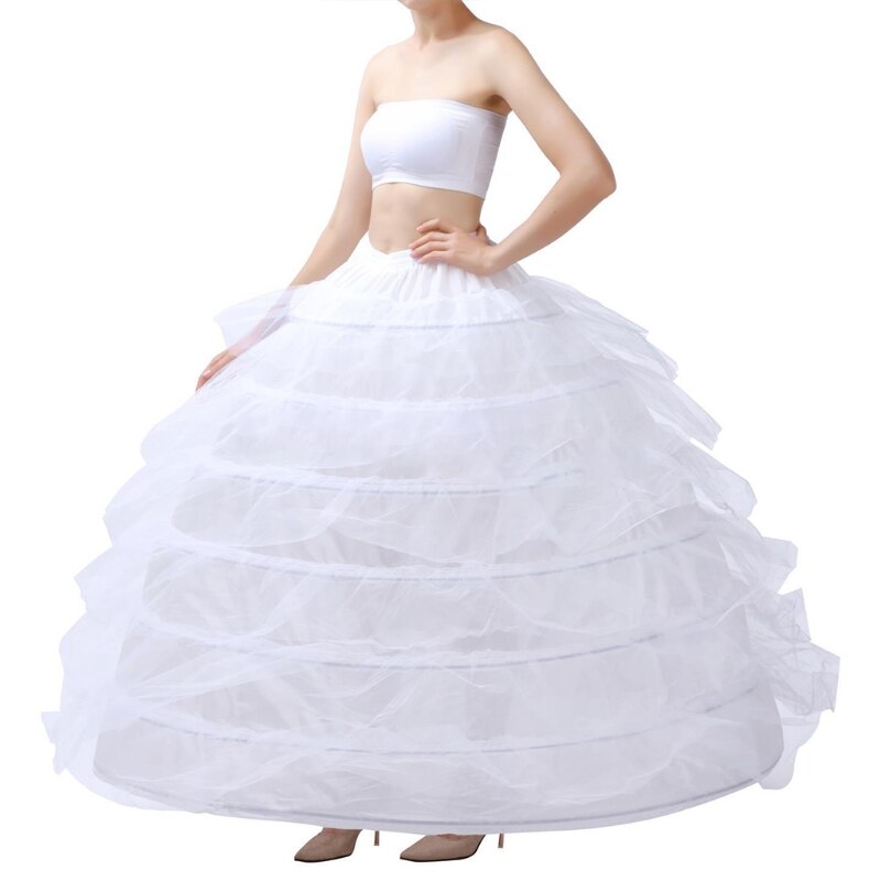 Women 7 Hoop Floor Length A-Line Petticoat Crinoline Skirt Ball Gown Underskirt U90E
