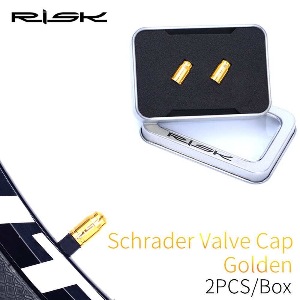 Risico FV55 AV55 Weg Mountainbike Fiets Titanium Presta Schrader Valve Cap Nut Wrench Stofkap: SchraderValveCap GLD