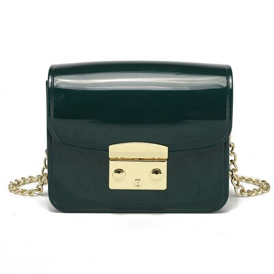 Colorful Summer Girls Mini PVC Jelly Purse Fit for Both Adult and Children Women Cross Body Chain Bags Baby: dark green