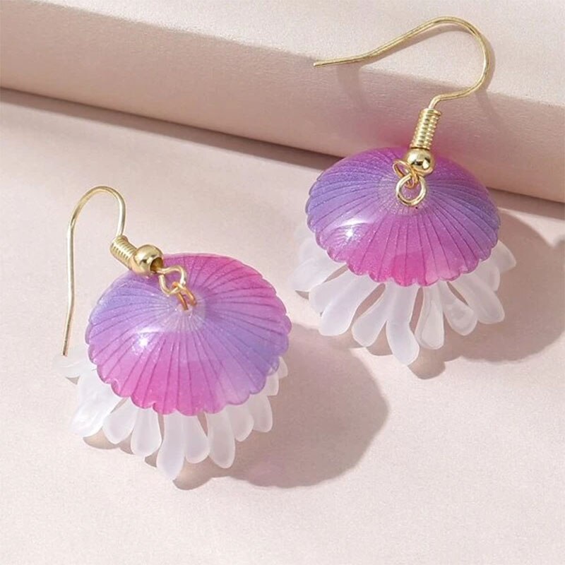 Pendientes colgantes de acrílico para niña, aretes llamativos de Medusa, cangrejo rosa, accesorios de , de cumpleaños: purple