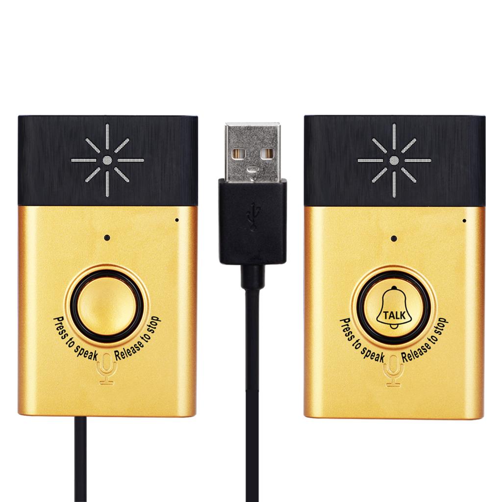Wireless Voice Intercom Doorbells,Two-Way Talk Home Doorbell Intercom Kit Indoor Outdoor Interphone System Home Security System: Gold