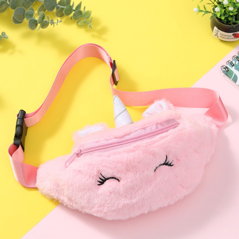 Sac à main licorne en peluche, sac messager à bandoulière de dessin animé pour filles et étudiants, sac de poitrine mignon pour enfants d'hiver: Un