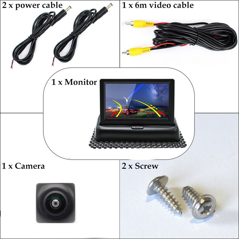 4.3 Inch TFT LCD Vehicle Folding Foldable Monitor With Car Rear View Camera, Dynamic Trajectory Line and Starlight Night Vision