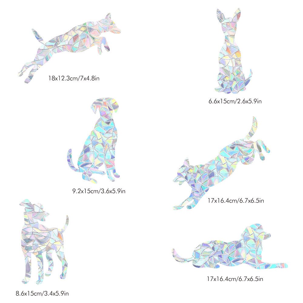 Rainbow Cat Dog Suncatcher Window Stickers PVC Electrostatic Glass Window Animal Decal For Kids Rooms Bedroom Nursery Home Decor: 6Pcs - Dog
