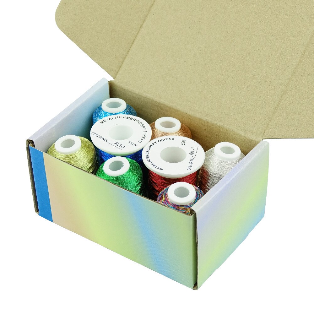 Simthread Metallic Embroidery Machine Thread 550 Yards/Cone, 8 Colors for Christmas