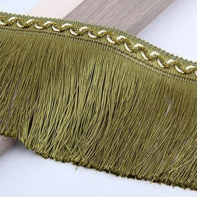 Borlas de costura con flecos para ropa, adornos de encaje, cinta decoditativa de tela, accesorios de vestido DIY, 1 metro, 13cm: Verde