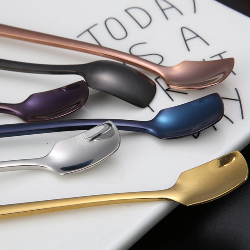 Rvs Roer Lange Handvat Steel Thee Lepel Vierkante Hoofd Ijs Lepel Bar Mok Lepel Koffie Lepel Keuken
