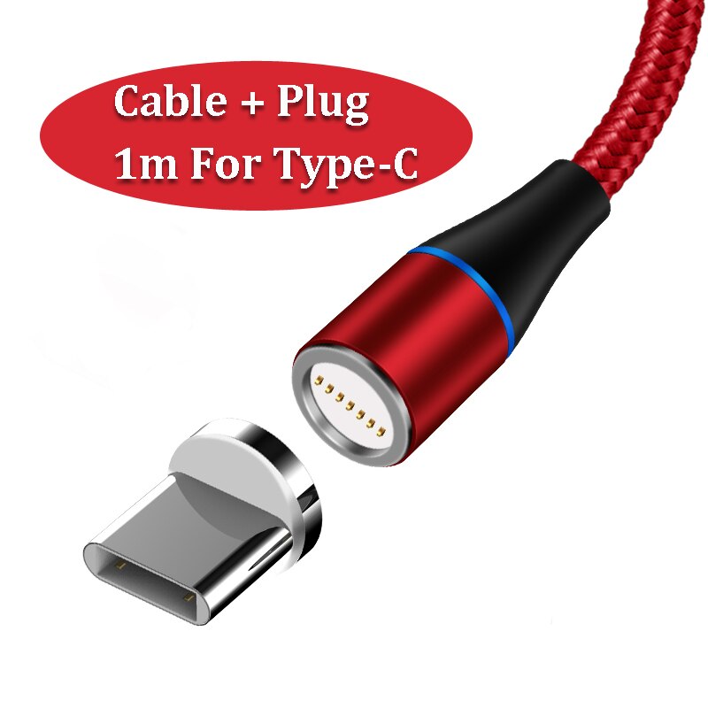 3A Magnetische Kabel Fast Charger Type C Magneet Mobiele Telefoon Oplaadsnoer Voor Samsung S20 Fe A52 A72 A32 A42 a12 A22 5G A21S Kabel: Red For Type-c