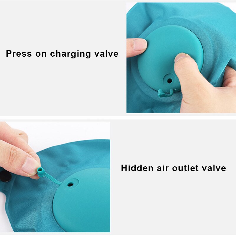 U-vormig kussen, draagbaar, automatisch opblaasbaar kussen, flocking u-kussen, opblaasbaar u-kussen met duwmechanisme ,  c44
