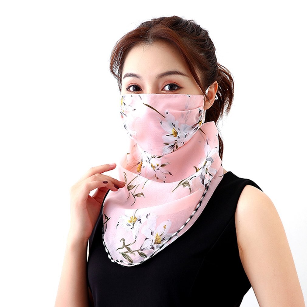 Summer Women Face Mask Neck Protection and Face Protection Sun Veil Scarves Chiffon Mounting Ear Adjustable Tightness Mask: 6
