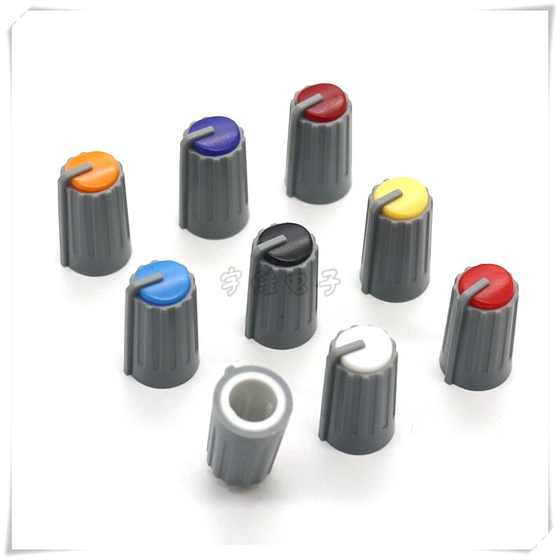 Pommeau de potentiomètre en plastique, demi-arbre 10.5x18MM, encodeur rotatif, bouton de commutation de volume adapté à l'axe D 6MM, 10 pièces