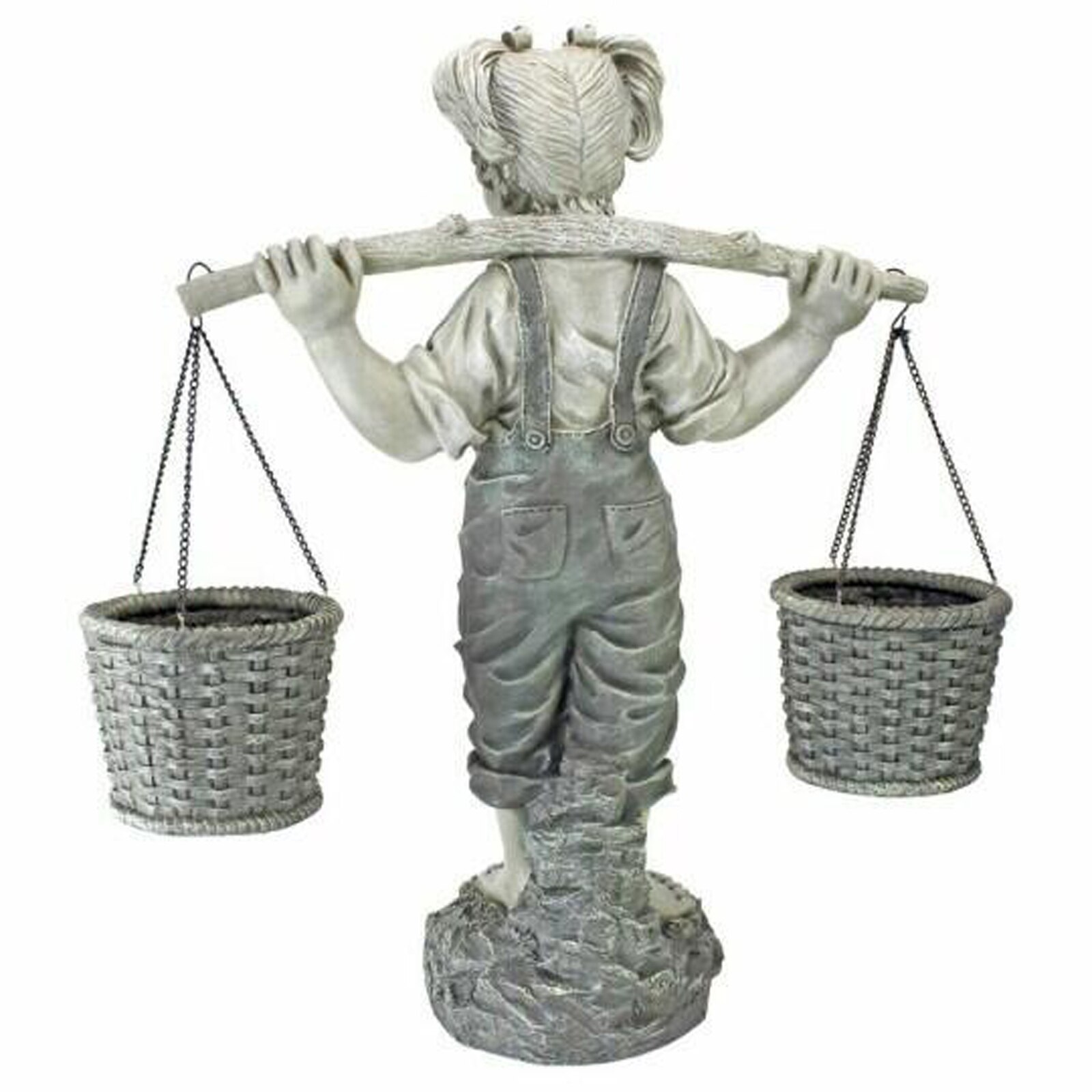Newest Garden Decorative Statue Resin Little Girl Carrying Flower Baskets Sculpture for Yard Balcony Courtyard