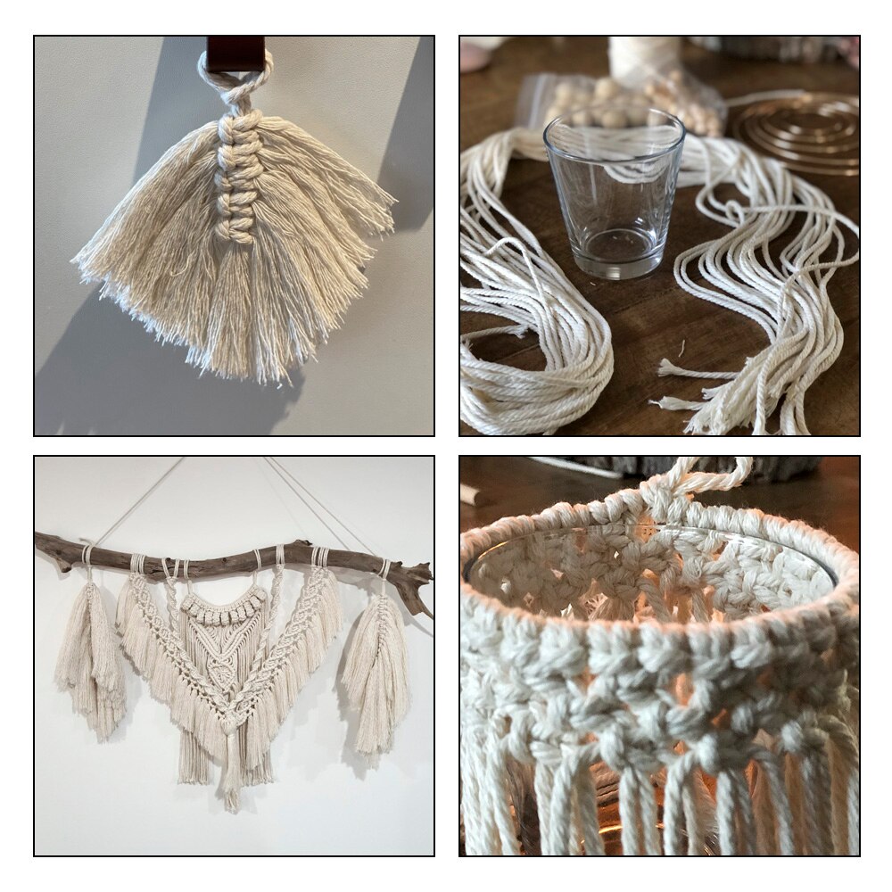 DIY Teether Macrame Kit Macrame Cord Wall Hangings Plant Hanger Braided Cord Natural Cotton Rope with Wood Ring Wood Stick