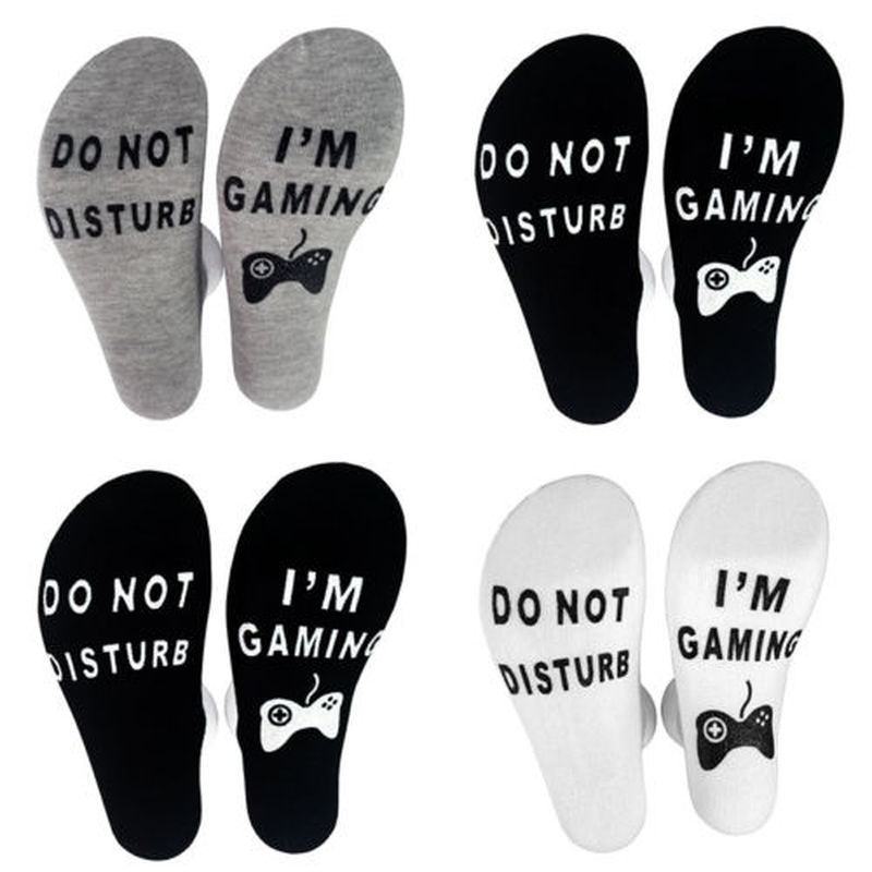 Unisex Novelty Socks DO NOT DISTURB I AM GAMING Men Women Funny Letter Sock