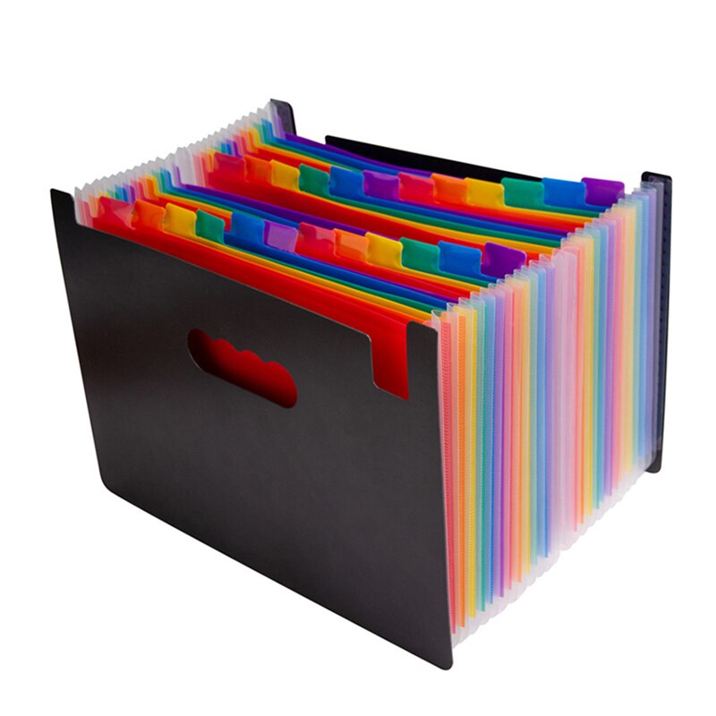 24 Pockets Multicolored Expanding Files Folder Portable A4 Expandable Accordion File Organizer with High Capacity Plas