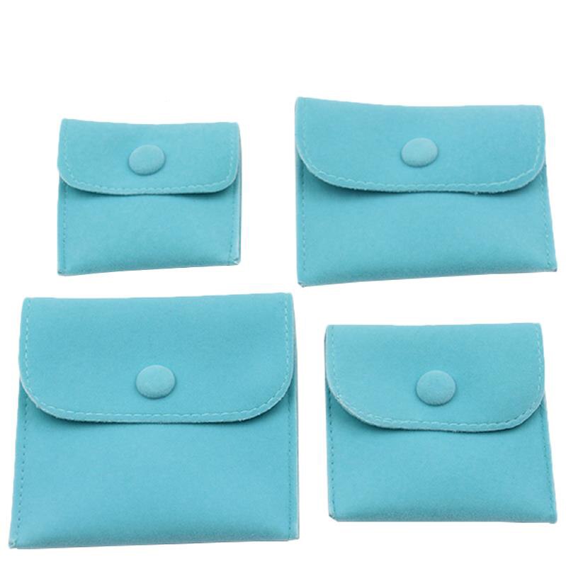 Umschlag samt Schmuck Tasche mit Snap Lagerung Tragbare Weiche Lint Samt Flanell Armband Halskette Tasche: green / 8x8cm
