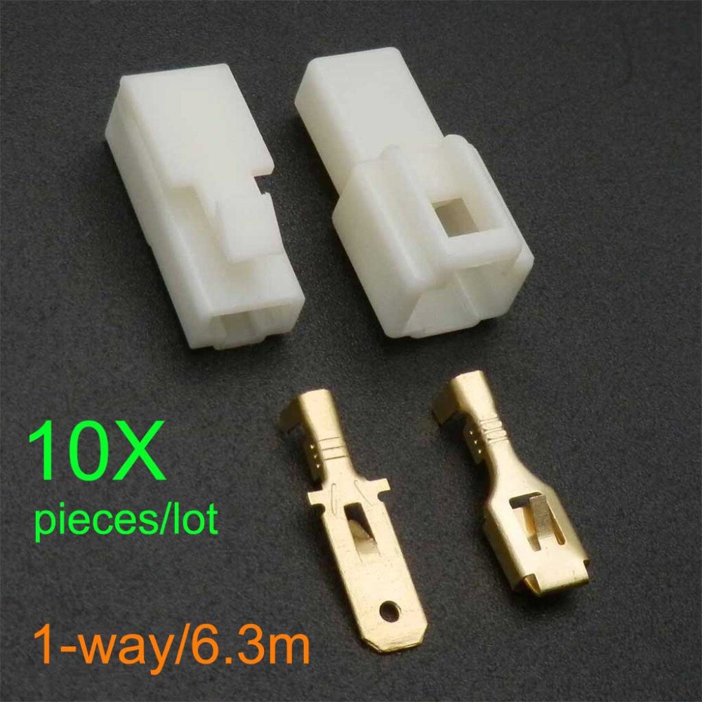 10 Pieces/lot 1 Way 6.3mm Electrical Multi Plug Connector Terminal Block Pin Wiring