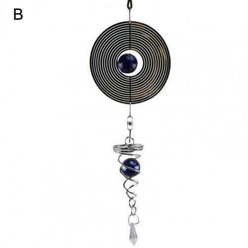 Carré losange rotatif métal spirale queue boule vent carillon pendentif décor à la maison: B