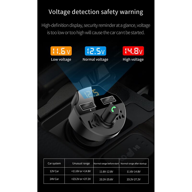 Bluetooth 5,1 coche MP3 reproductor Bluetooth sin pérdida de sonido Bluetooth transmisor FM cargador de coche Bluetooth