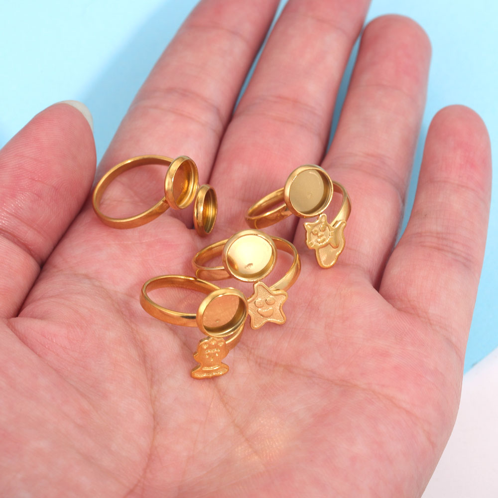 10 stks Verstelbare Blank Ring Base Fit Dia 8mm Leuke Ring Instelling Voor Glas Cabochons Bezels Cameo Lade Diy Sieraden Maken Ring