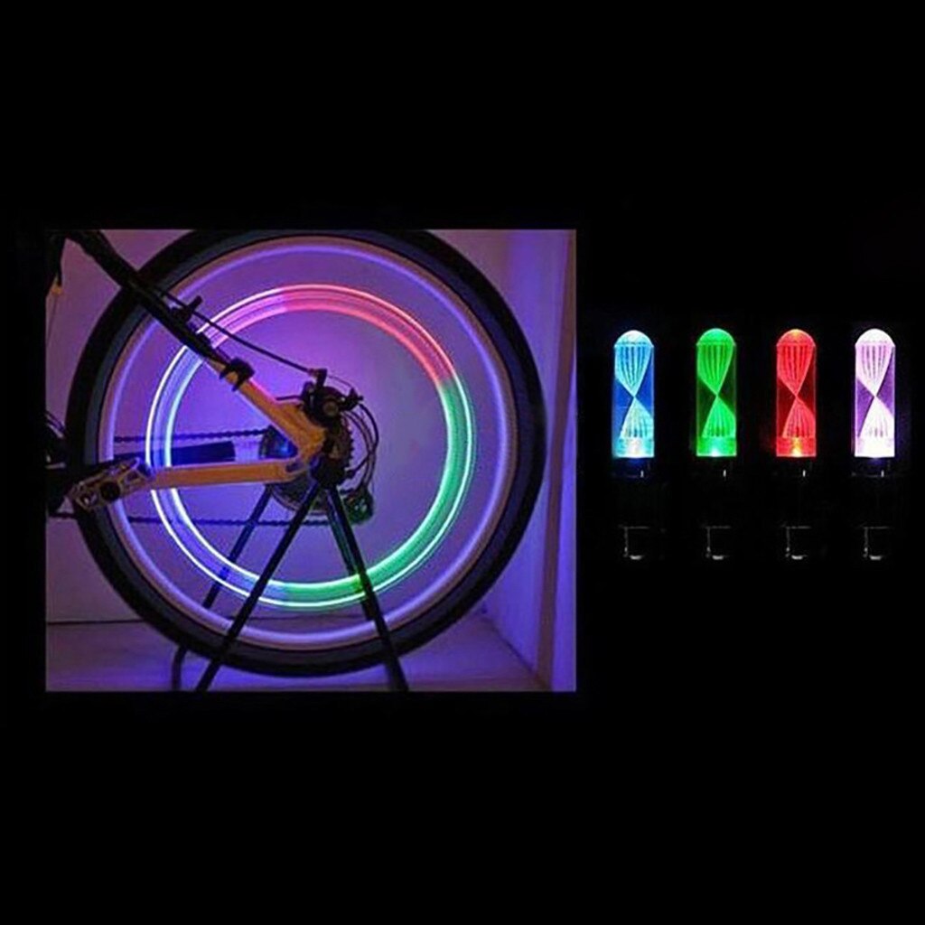 2PCS 7 Color Bike Decoration LED Light Tire Valve Cap Bicycle Flash Light Mountain Road Bike Cycling Tyre Wheel Lights