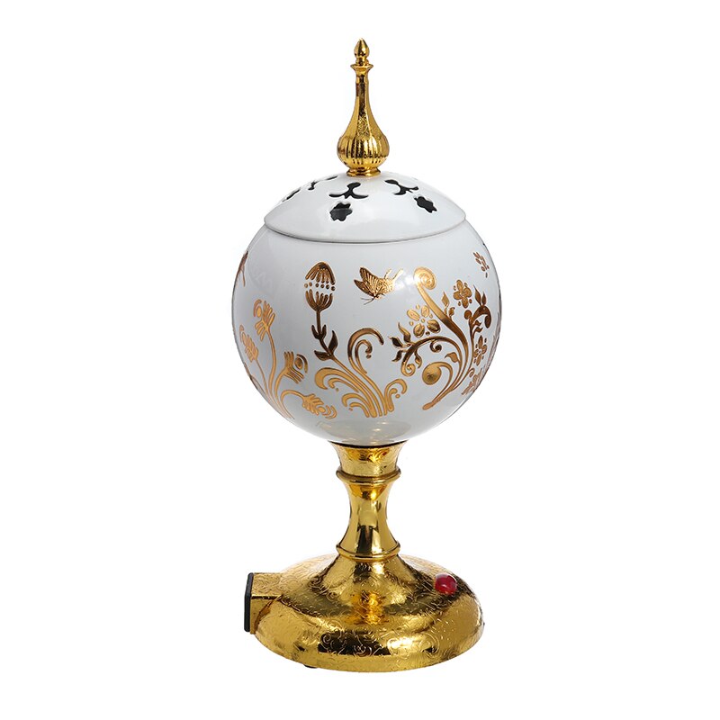 220V Arabische Islamitische Stijl Wierookbrander Mini Elektrische Brander Wierook Bakhoor Vierkante Parel Wierook Elektrische Metalen Positieve Thuis: White Ball