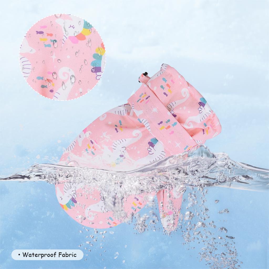 CYSINCOS Winter Children Print Cartoon Thickening Ski Gloves Kids Windproof Waterproof Non-slip Long-sleeved Mittens