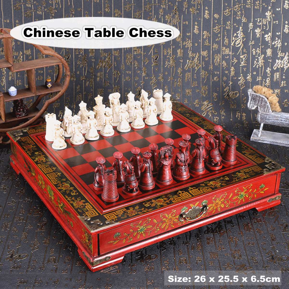 32Pcs/Set Wooden Table Chess Chinese Chess Games Resin Chessman Christmas Birthday Premium Entertainment Board Game
