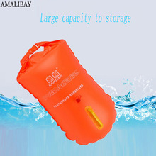Amalibay sicherheits-schwimmsack, aufgeblasener rettungsring, trockener, wasserdichter beutel für pool, offenes wasser, meer, schwimmen, doppel-airbag