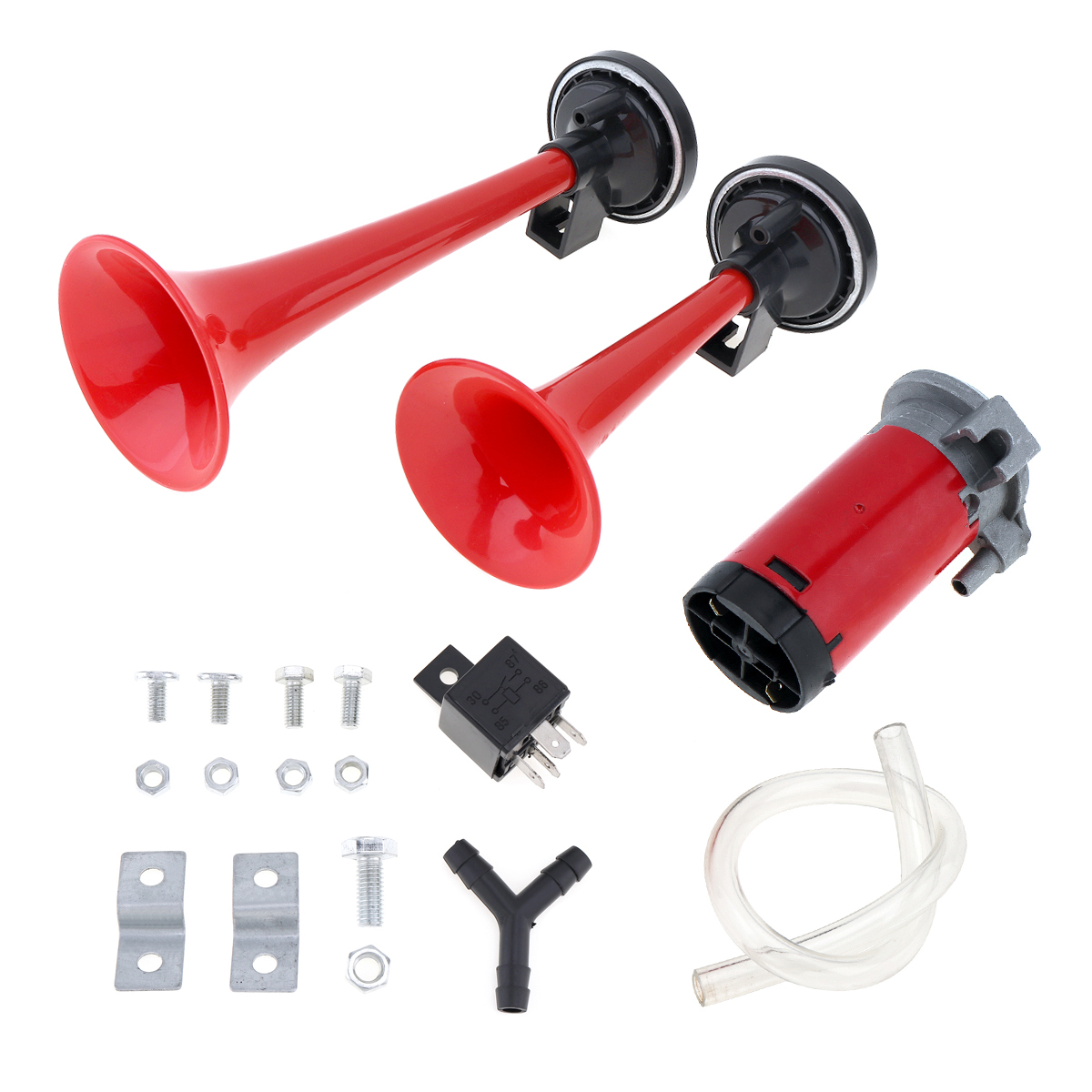 12V 178dB Super Loud Dual Tone Air Horn Set Trumpet Compressor for Motorcycle Car Boat Truck