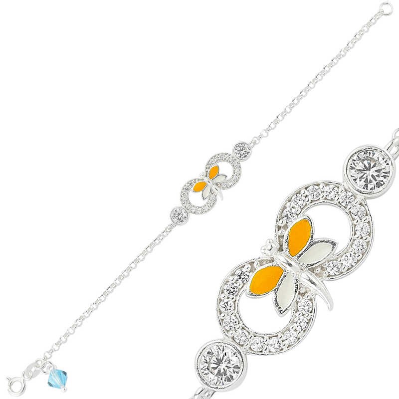 KUTAYDAN 925 Sterling Silber Gelb Schmetterling Unendlichkeit Kind Armband