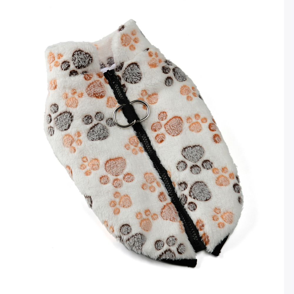 Fleece hondenkleding Winter warm puppyjack voor kleine honden Katten Truijas met ritssluiting D-ring Leuke print Chihuahua huisdieroutfits
