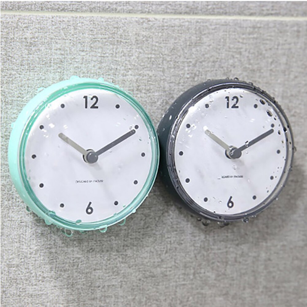 Reloj de pared con ventosa para baño, reloj de pared con batería silenciosa, resistente al agua, temporizador de ducha, decoración de inodoro pequeño