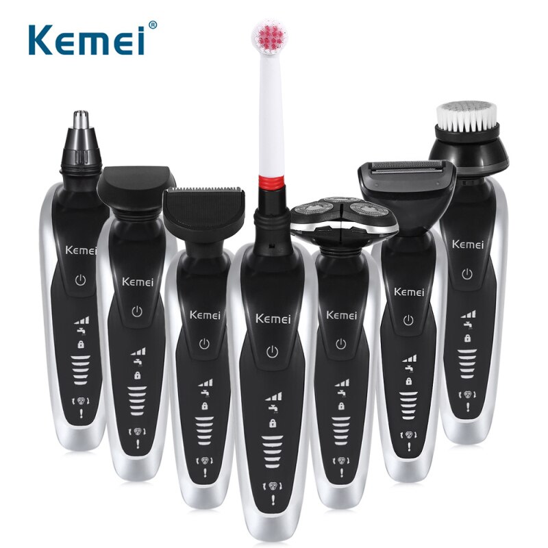 Kemei-Afeitadora eléctrica recargable para hombres, maquinilla de afeitar con Triple hoja, cabeza flotante, resistente al agua, 220-240V, 35D