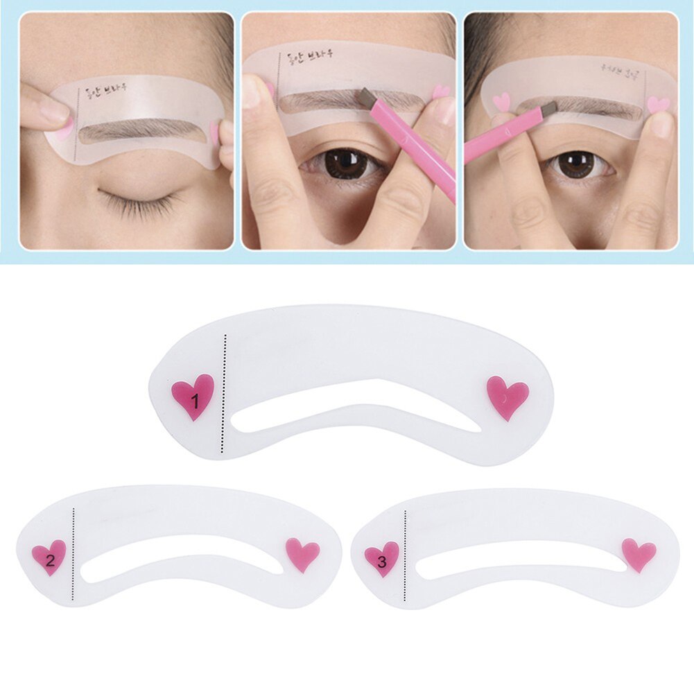 Pochoir de maquillage pour les sourcils, facile à utiliser, pratique et réutilisable, 3 pièces,
