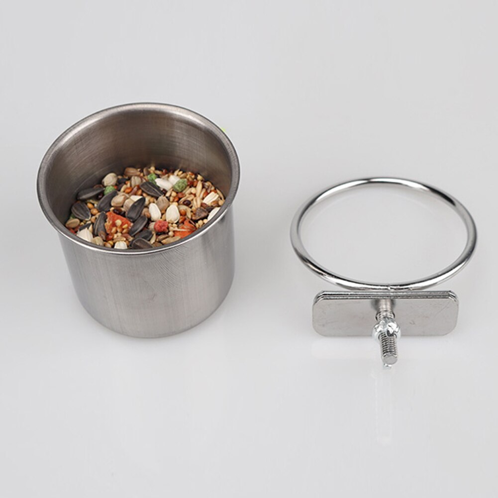 View of Stainless Steel Hanging Cage Birds Dish Parrot Foo... - Vicedeal