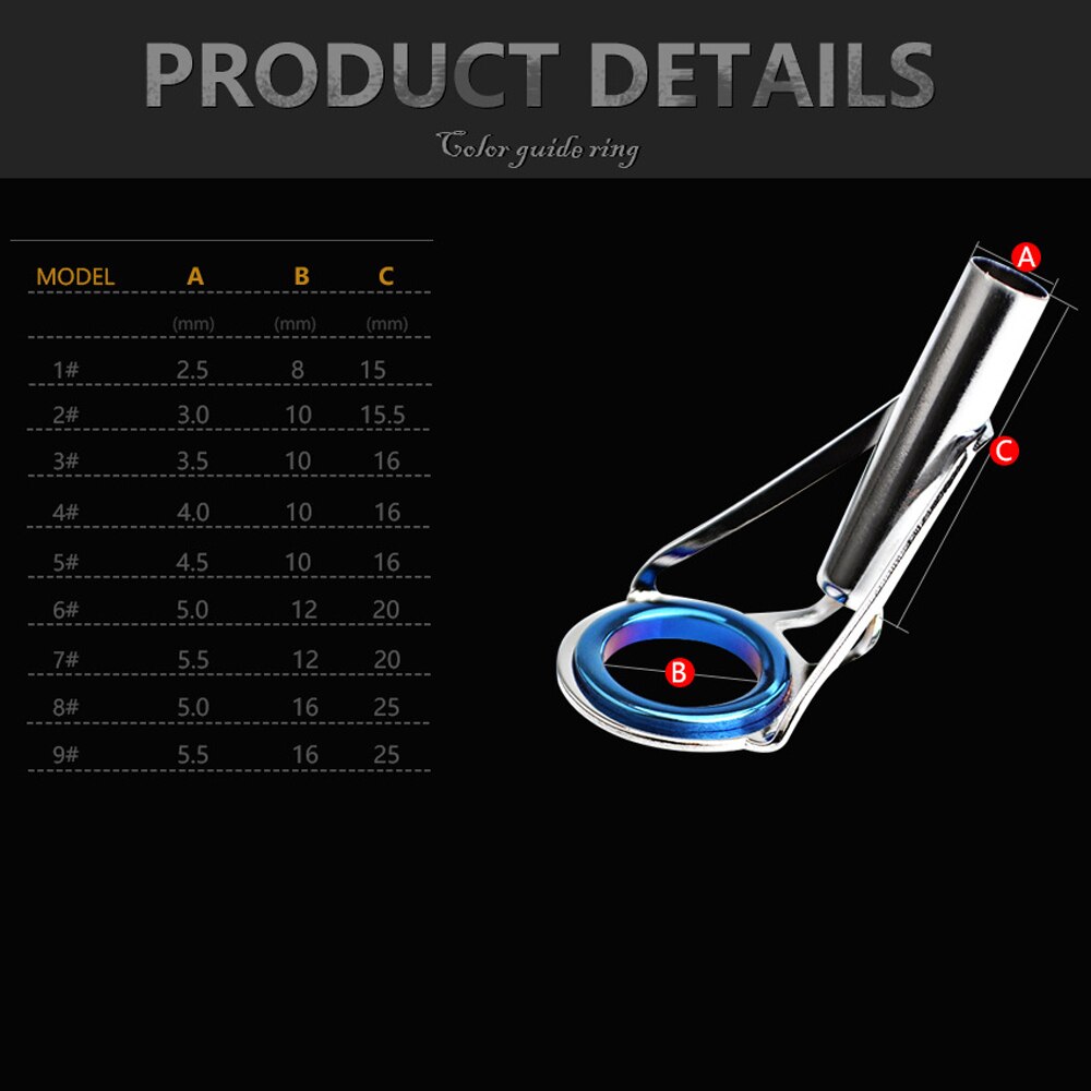 5Pcs 1-9# Oval Eye Ceramic Ring Fishing Rod Guide O Ring Stainless Steel Tip Repair Kit Tackle Box Parts Circle fish Accessories