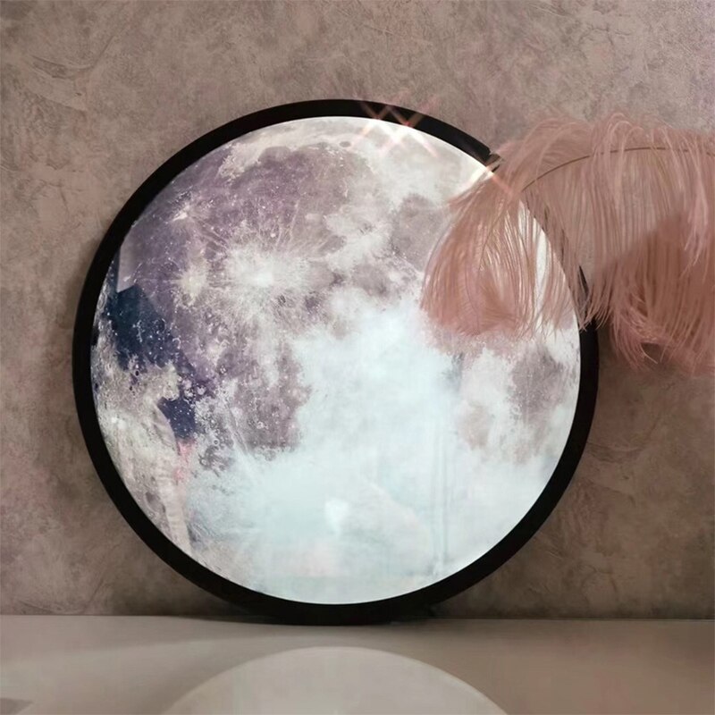 Moon Mirror Lamp Round Moonlight Wall Decor Bedside Lamp Bedroom Bathroom Home Room Decoration Small Night Light