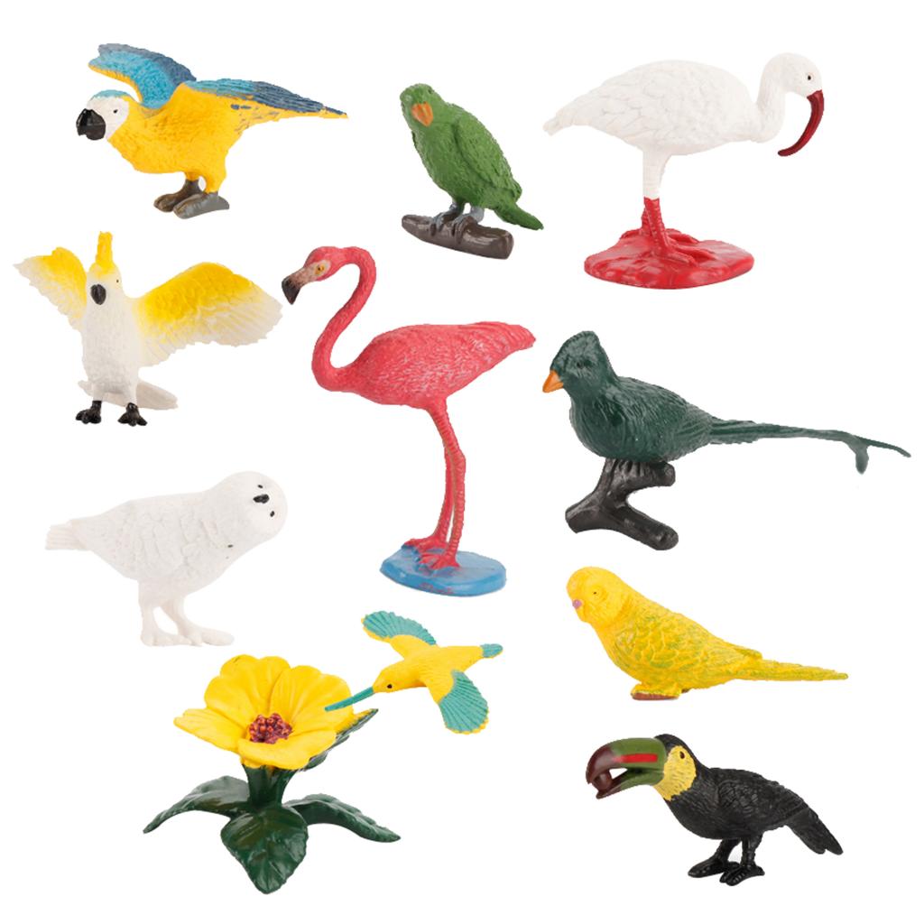 Toy Mini Bird Model Egret Flamingo Toucan Parakeet Education Decor Solid Toy