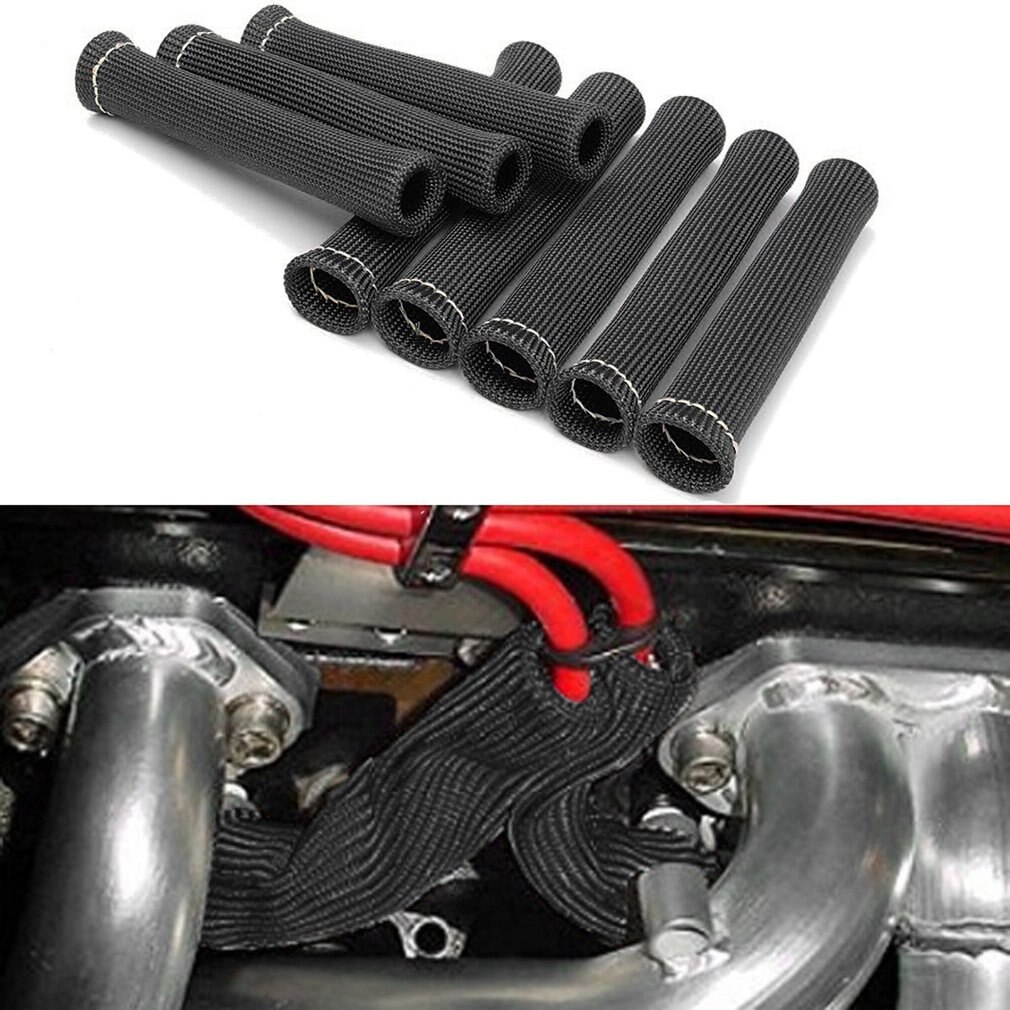 8pc 1200 degree Spark Plug Wire Protector Cover Heat Shield Sleeve SBC BBC 350 454