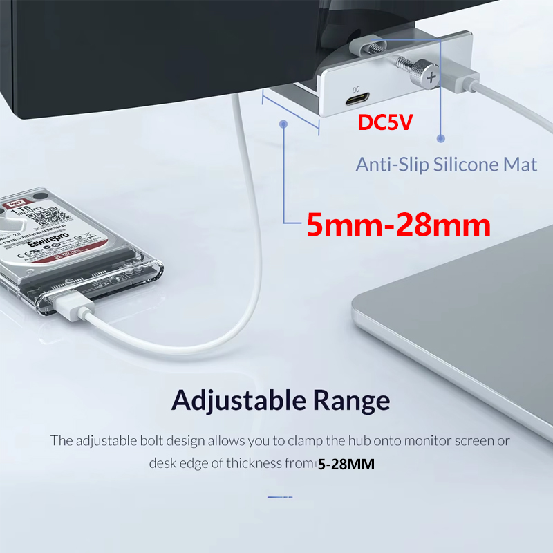 10Gbps Clip USB HUB Clamp USB3.2/3.0/2.0 Splitter Universal External Adapter For iMac Macbook Lenovo Desktop PC Accessories