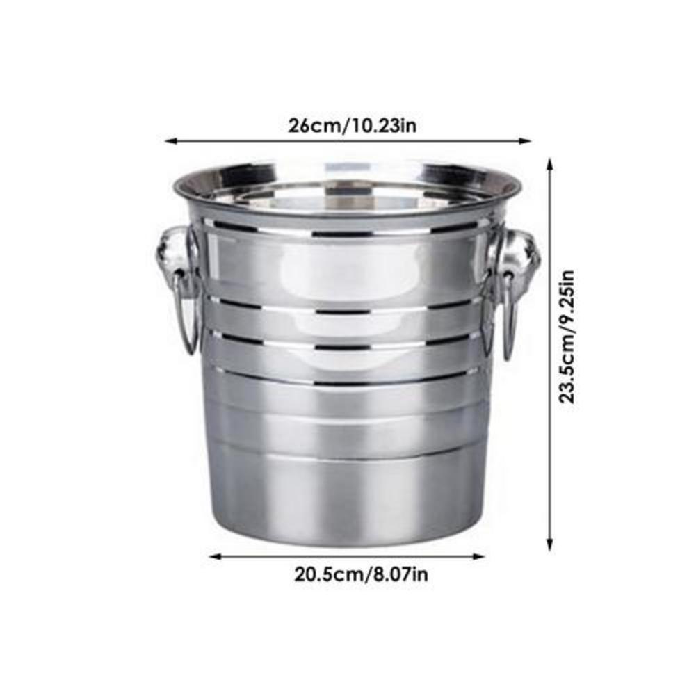 3L/5L/7L Stainless Steel Ice Bucket with Handles Thick Ice Holder Container for Party Beer &amp; Drinks Beer Barrel: Grey