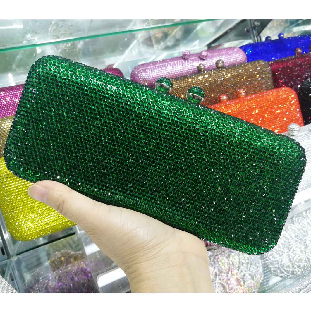 Tofsar kristall clutch aftonväskor roséguld festväska silverbröllop brudväskor ab rosa fuchsia aftonväska: Grön
