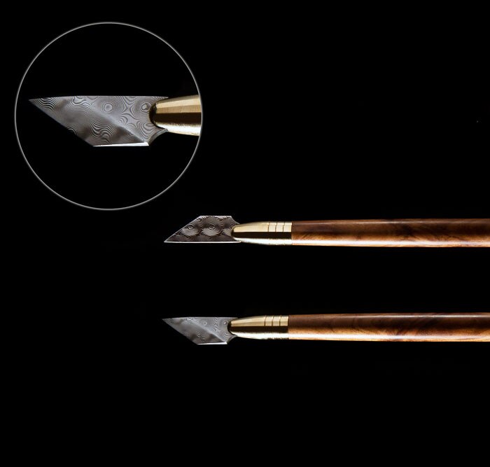 damascus staal mes cutting leer cut met goede houten handvat voor professionele lederen craft